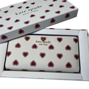 Kate Spade Cream Wallet with Red Heart Design